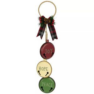 Farmhouse Peace Hope Joy 21" Holiday Bell Door Hanger
